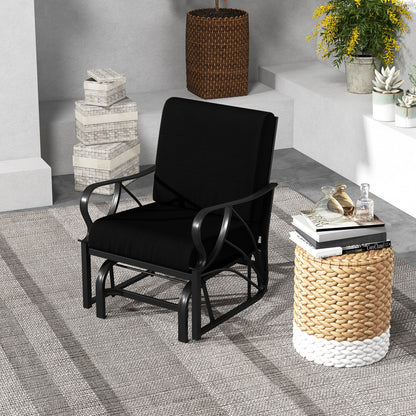Patio Glider Rocking Chair with Cushion and Curved Armrests