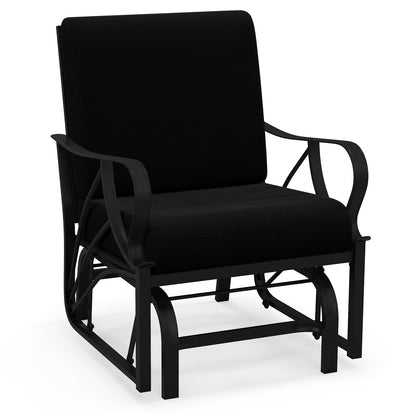 Patio Glider Rocking Chair with Cushion and Curved Armrests