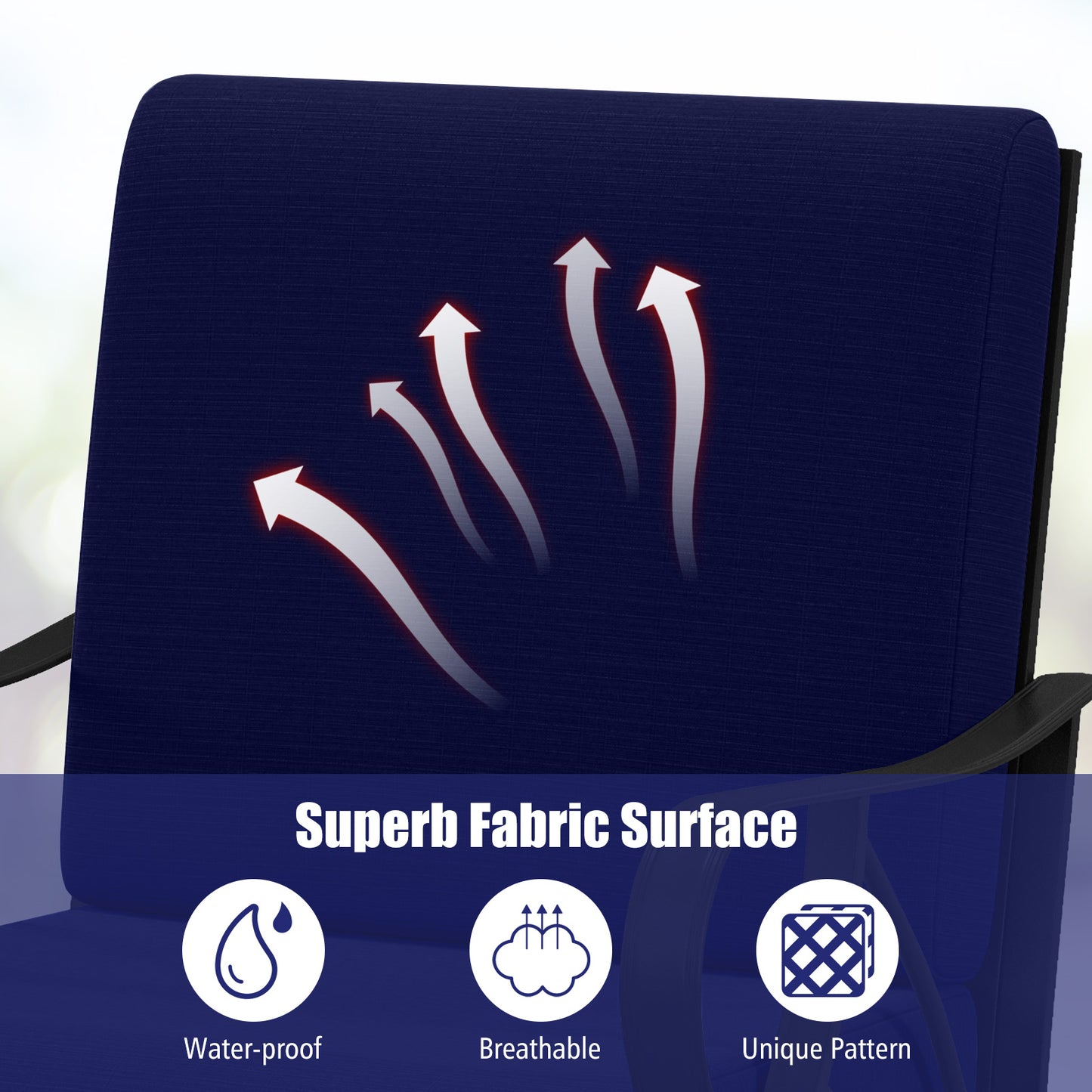 Patio Glider Rocking Chair with Cushion and Curved Armrests