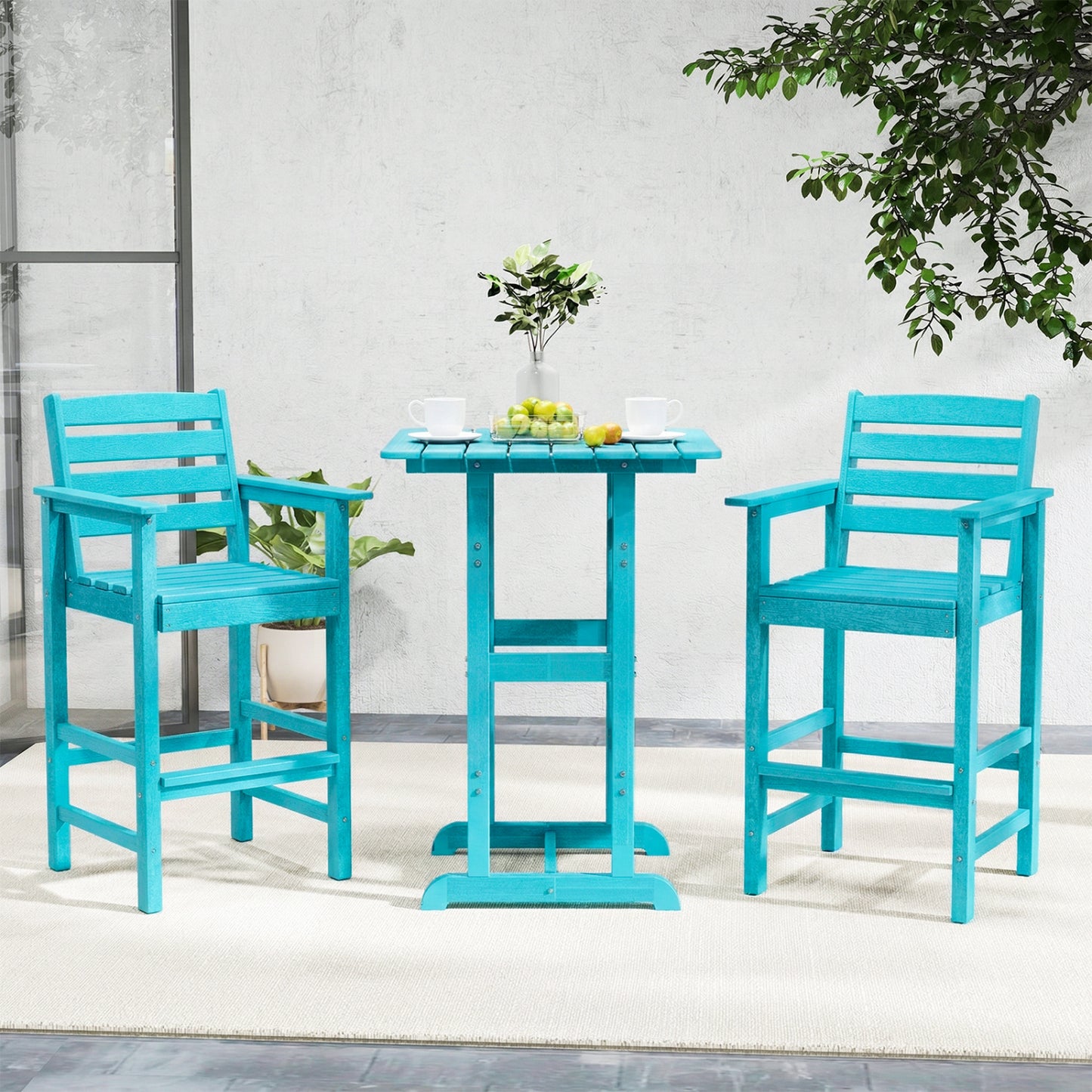 HDPE Adirondack Bar Chairs Set of 2 with Wide Armrests