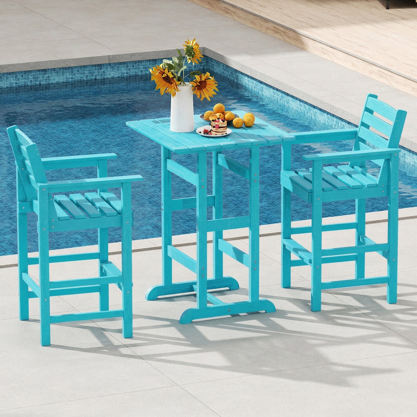 HDPE Adirondack Bar Chairs Set of 2 with Wide Armrests