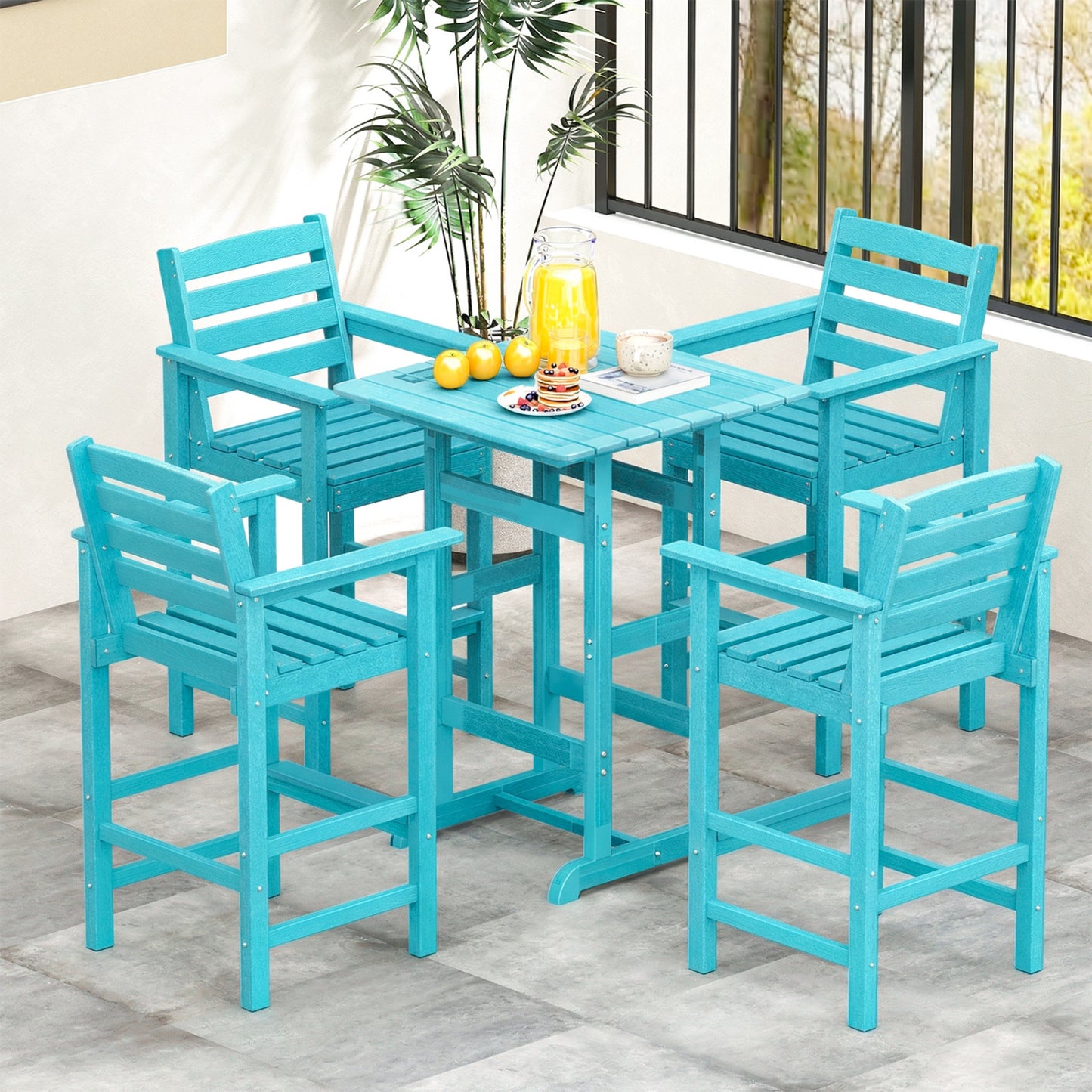 HDPE Adirondack Bar Chairs Set of 2 with Wide Armrests