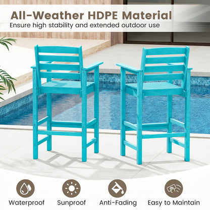 HDPE Adirondack Bar Chairs Set of 2 with Wide Armrests
