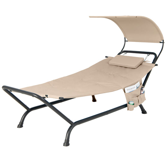 Hanging Chaise Lounge Chair with Canopy and Cushion