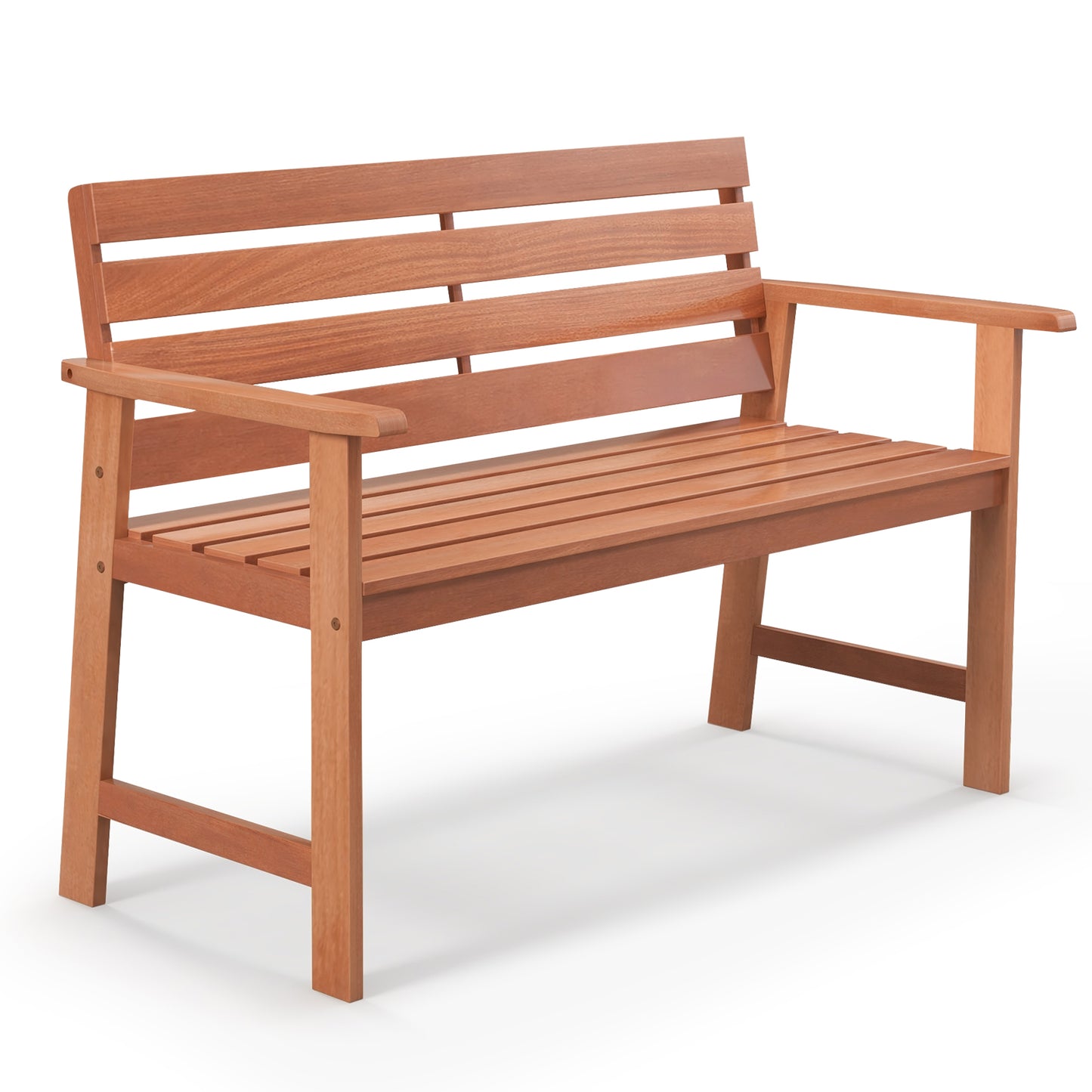 Solid Wood Outdoor Bench 2-Seat with Inclined Backrest