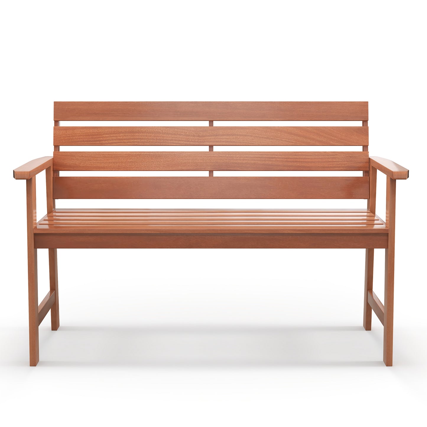Solid Wood Outdoor Bench 2-Seat with Inclined Backrest