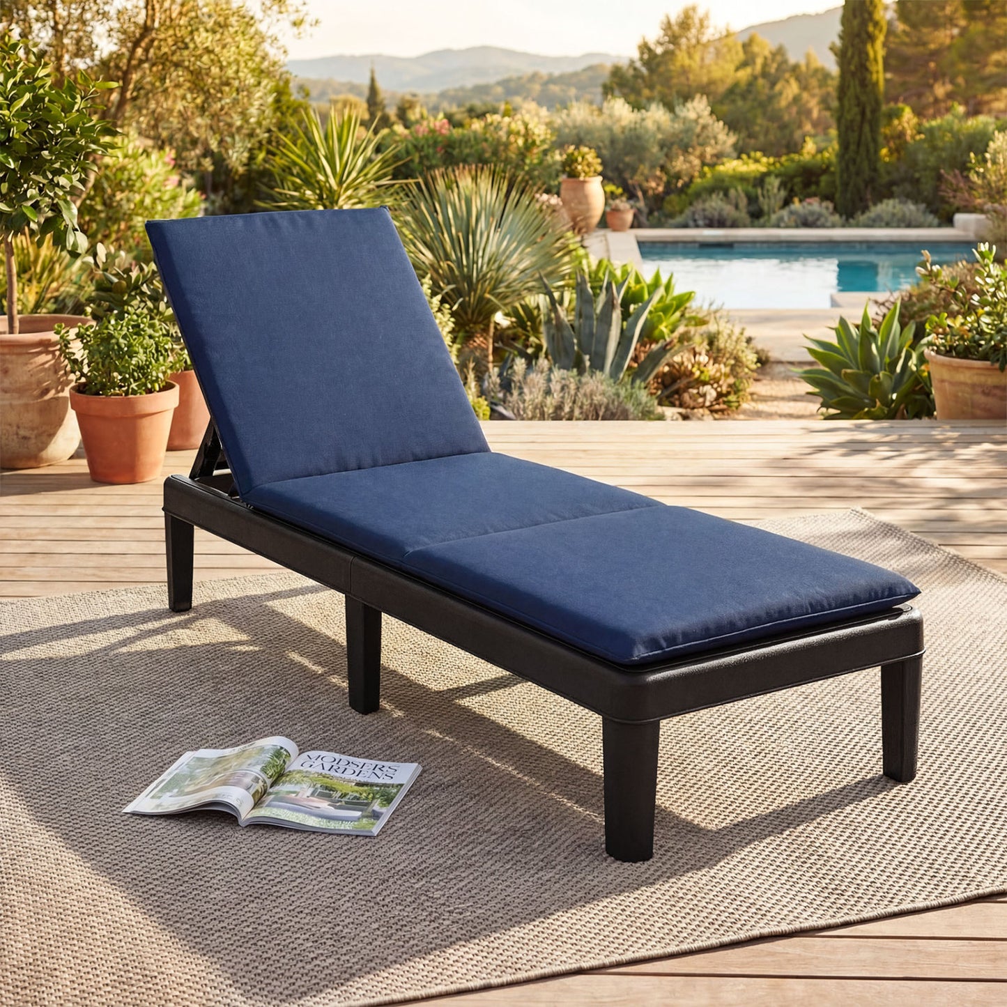 Adjustable Patio Chaise Lounge Chair with Cushion