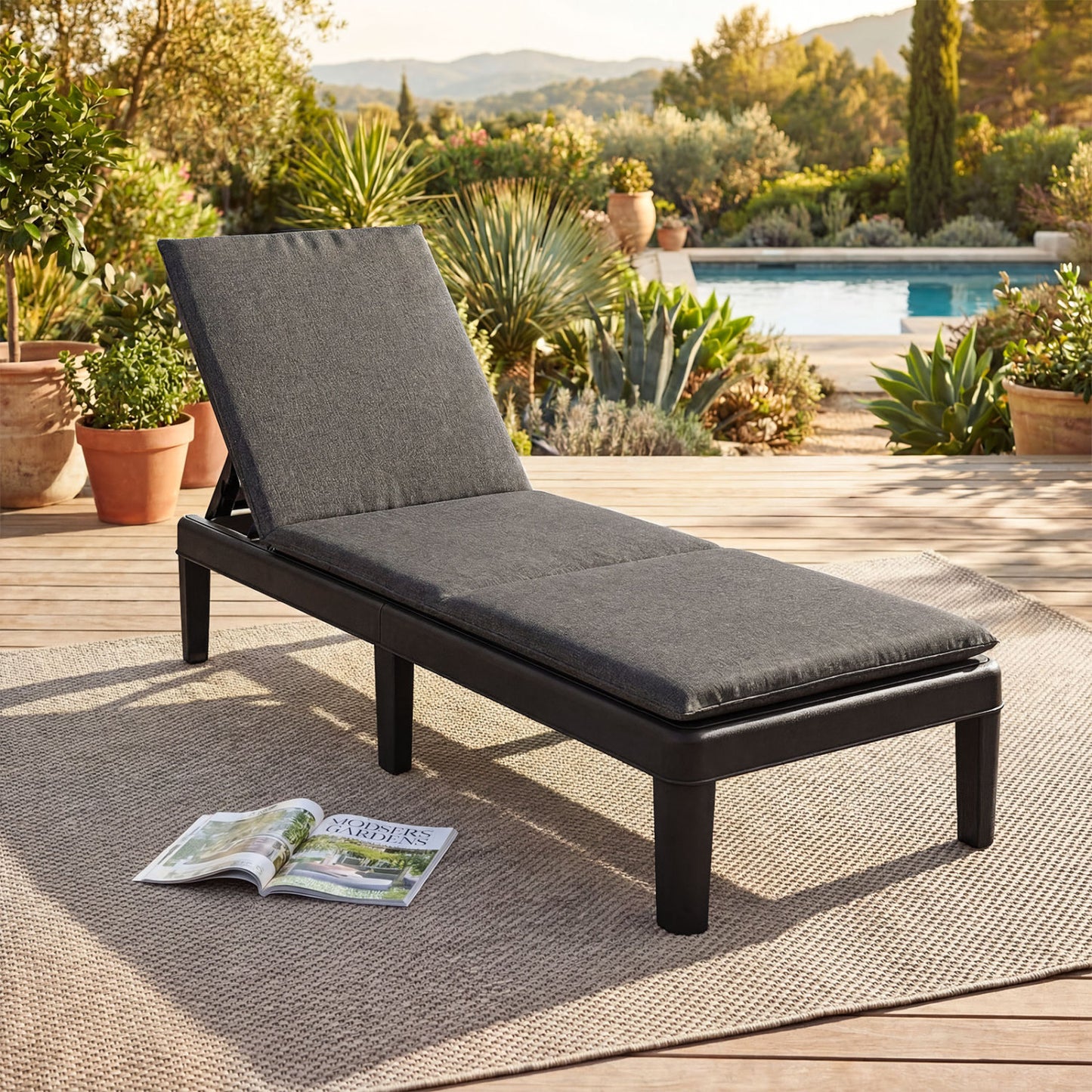 Adjustable Patio Chaise Lounge Chair with Cushion