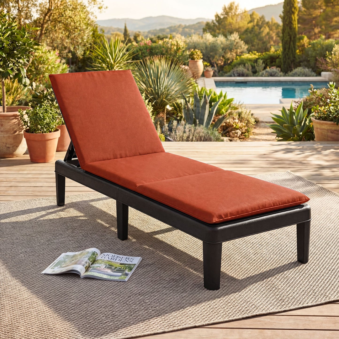 Adjustable Patio Chaise Lounge Chair with Cushion