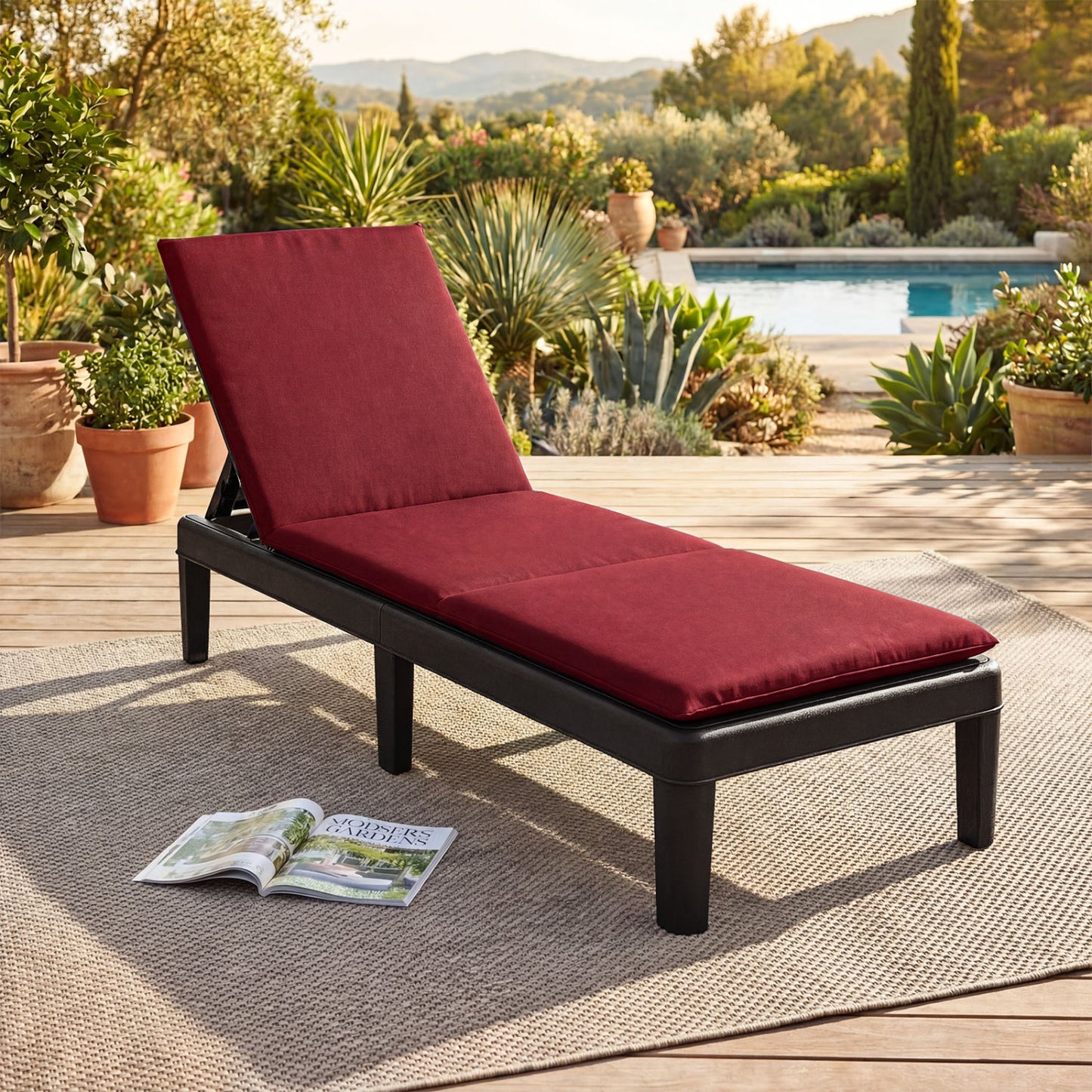 Adjustable Patio Chaise Lounge Chair with Cushion