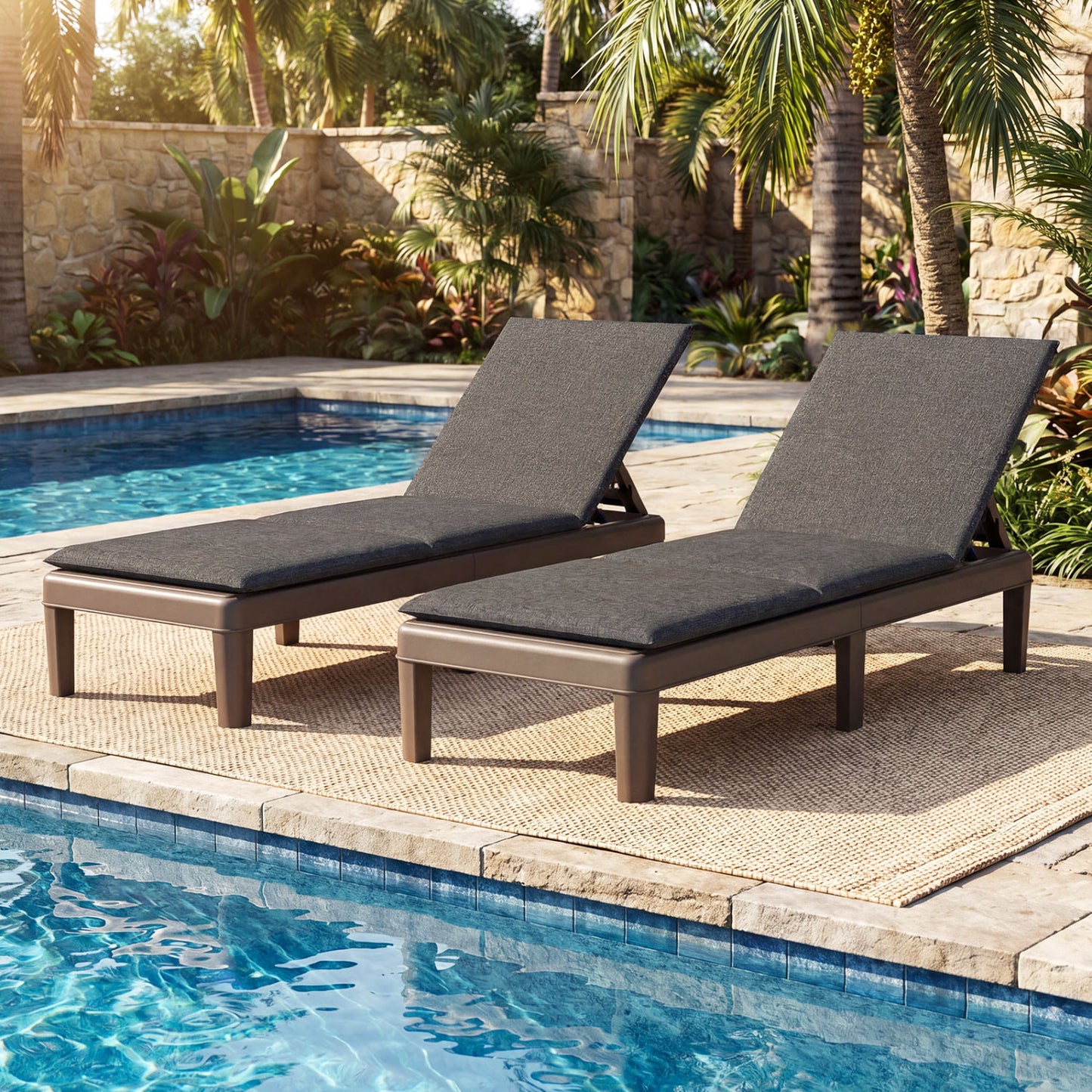 Adjustable Outdoor Chaise Lounge Chair with Cushion