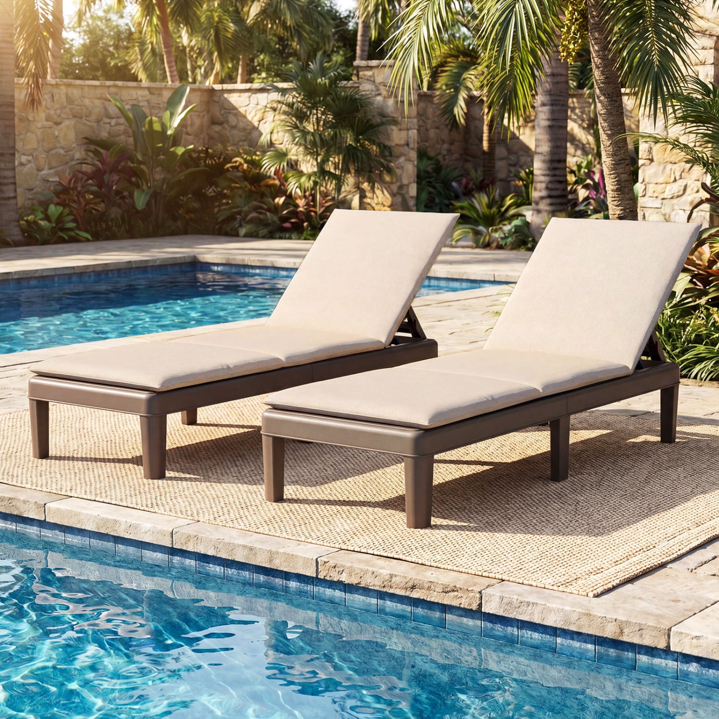 Adjustable Outdoor Chaise Lounge Chair with Cushion