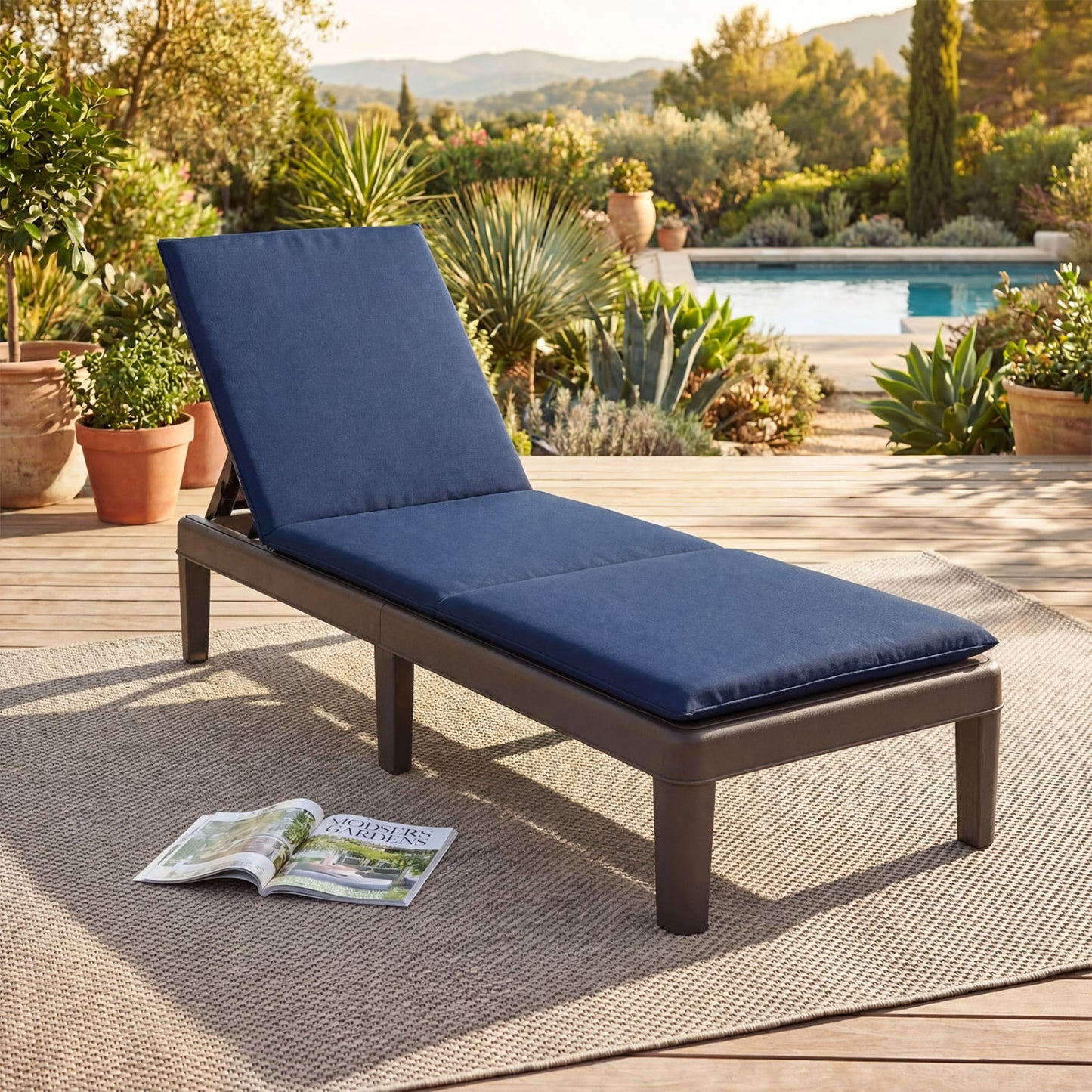Adjustable Outdoor Chaise Lounge Chair with Cushion