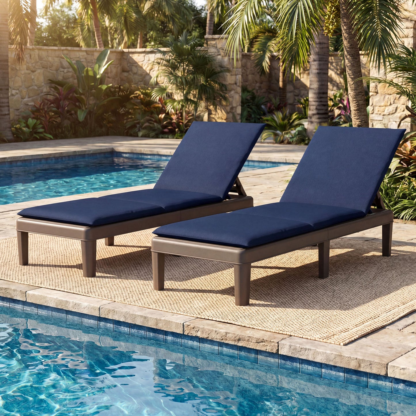 Adjustable Outdoor Chaise Lounge Chair with Cushion