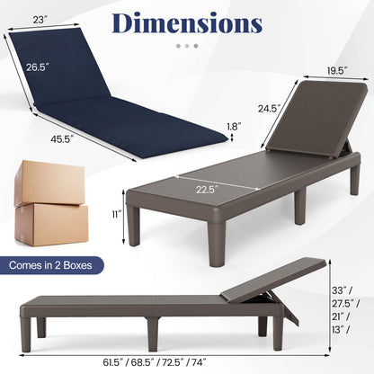 Adjustable Outdoor Chaise Lounge Chair with Cushion