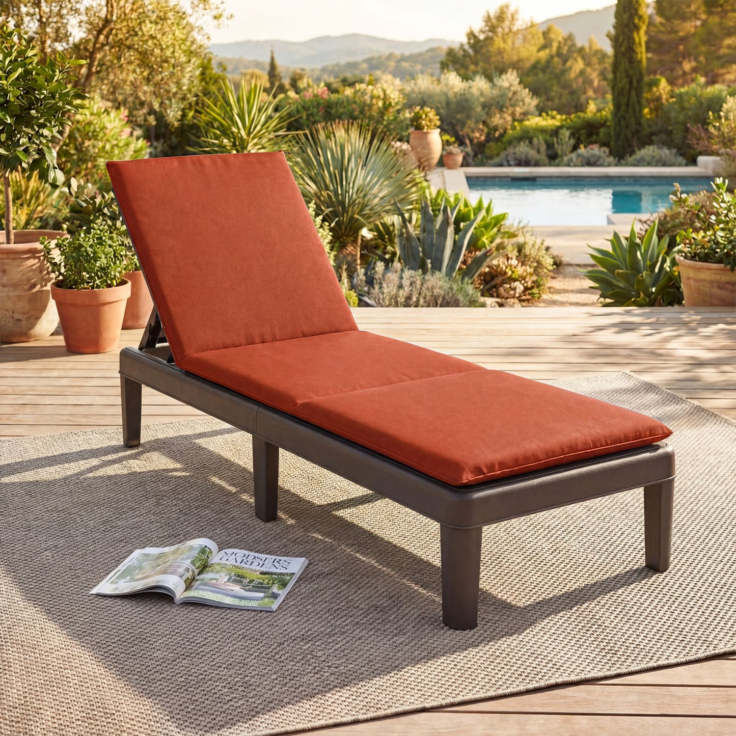 Adjustable Outdoor Chaise Lounge Chair with Cushion