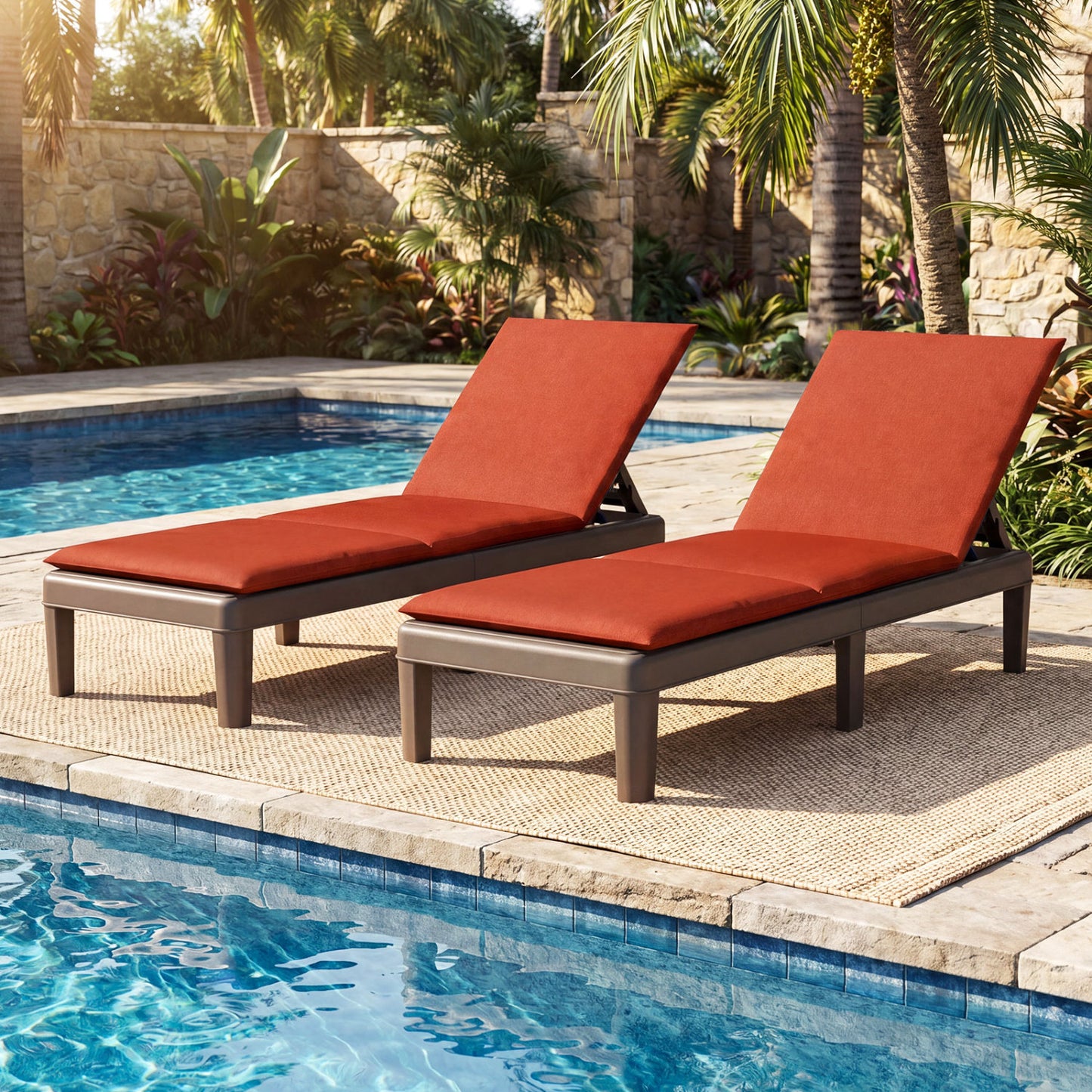 Adjustable Outdoor Chaise Lounge Chair with Cushion