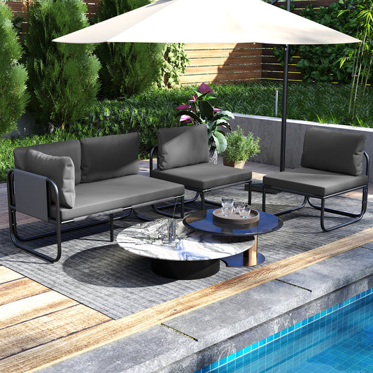 Outdoor Loveseat Sofa with Removable Cushions - Gray