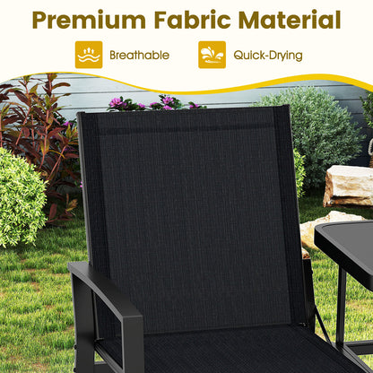 Patio Loveseat with Built-In Table and Breathable Fabric
