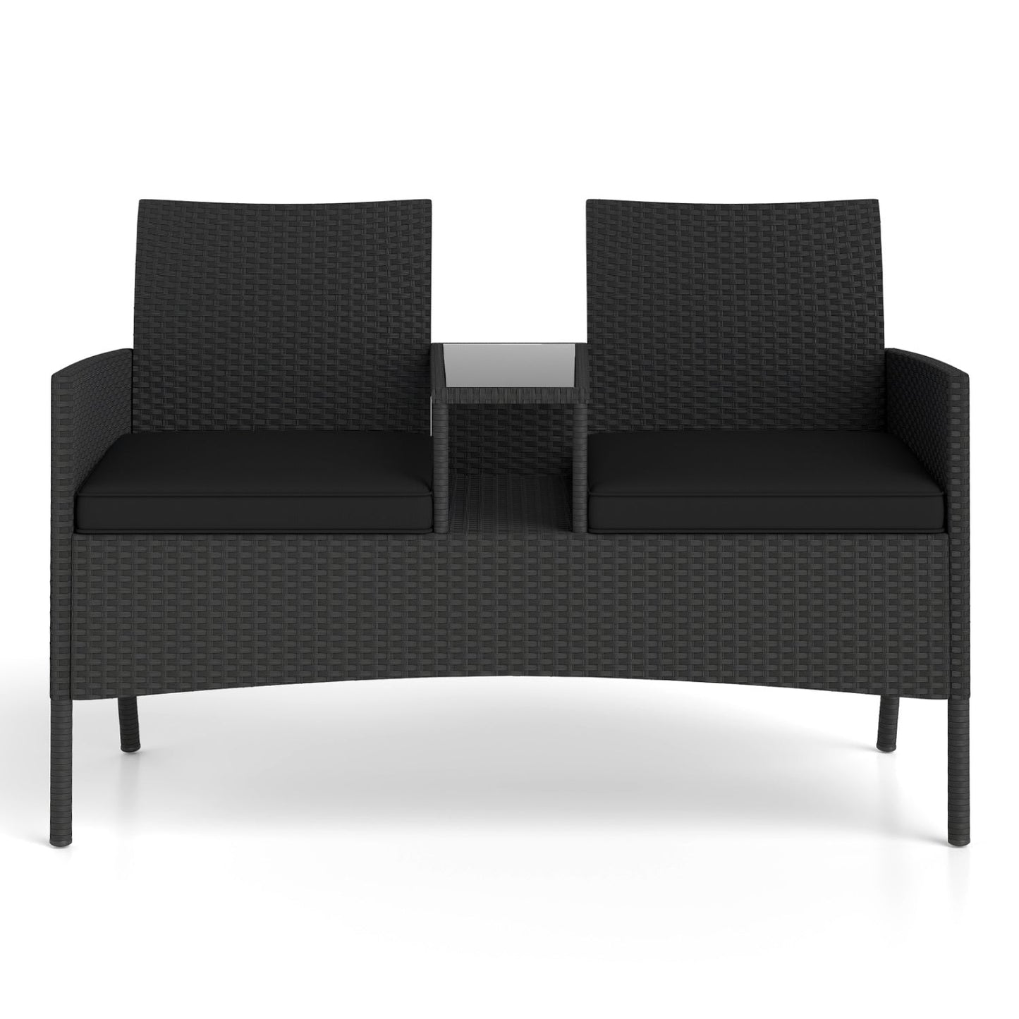 Patio Loveseat with Built-in Table and Storage