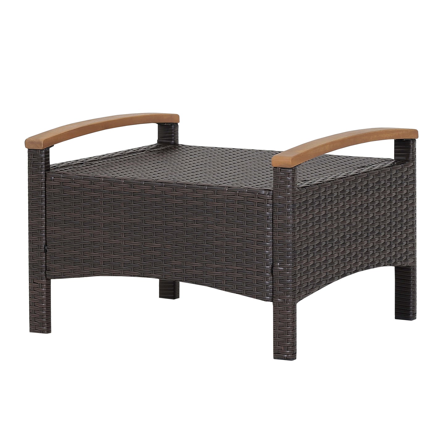 Wicker Patio Ottoman Set of 2 with Cushions - Mix Brown
