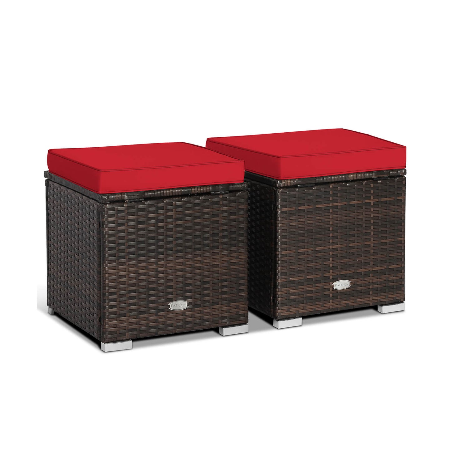 Patio Ottoman Set with Removable Cushions & Storage (2-Piece)