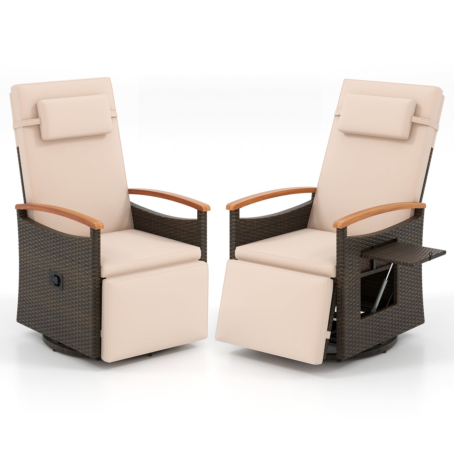 360° Swivel Recliner Chair with Adjustable Backrest & Footrest