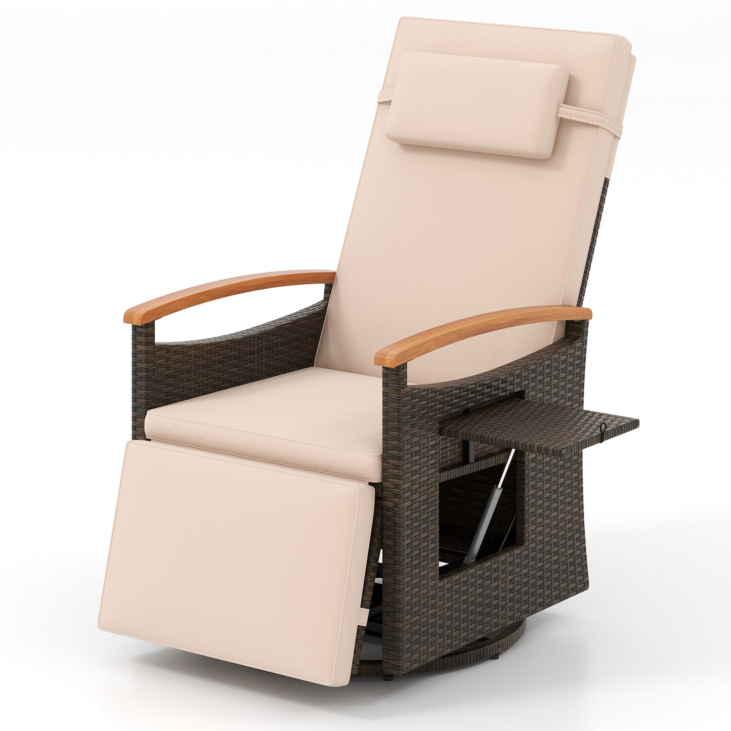360° Swivel Recliner Chair with Adjustable Backrest & Footrest