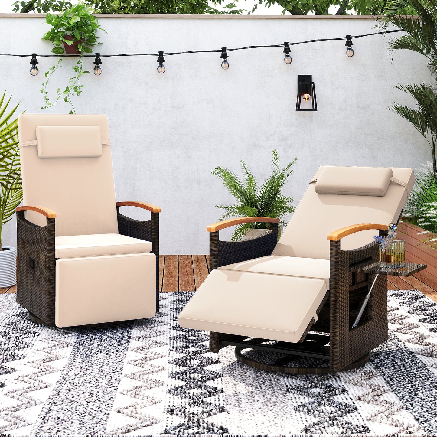 360° Swivel Recliner Chair with Adjustable Backrest & Footrest