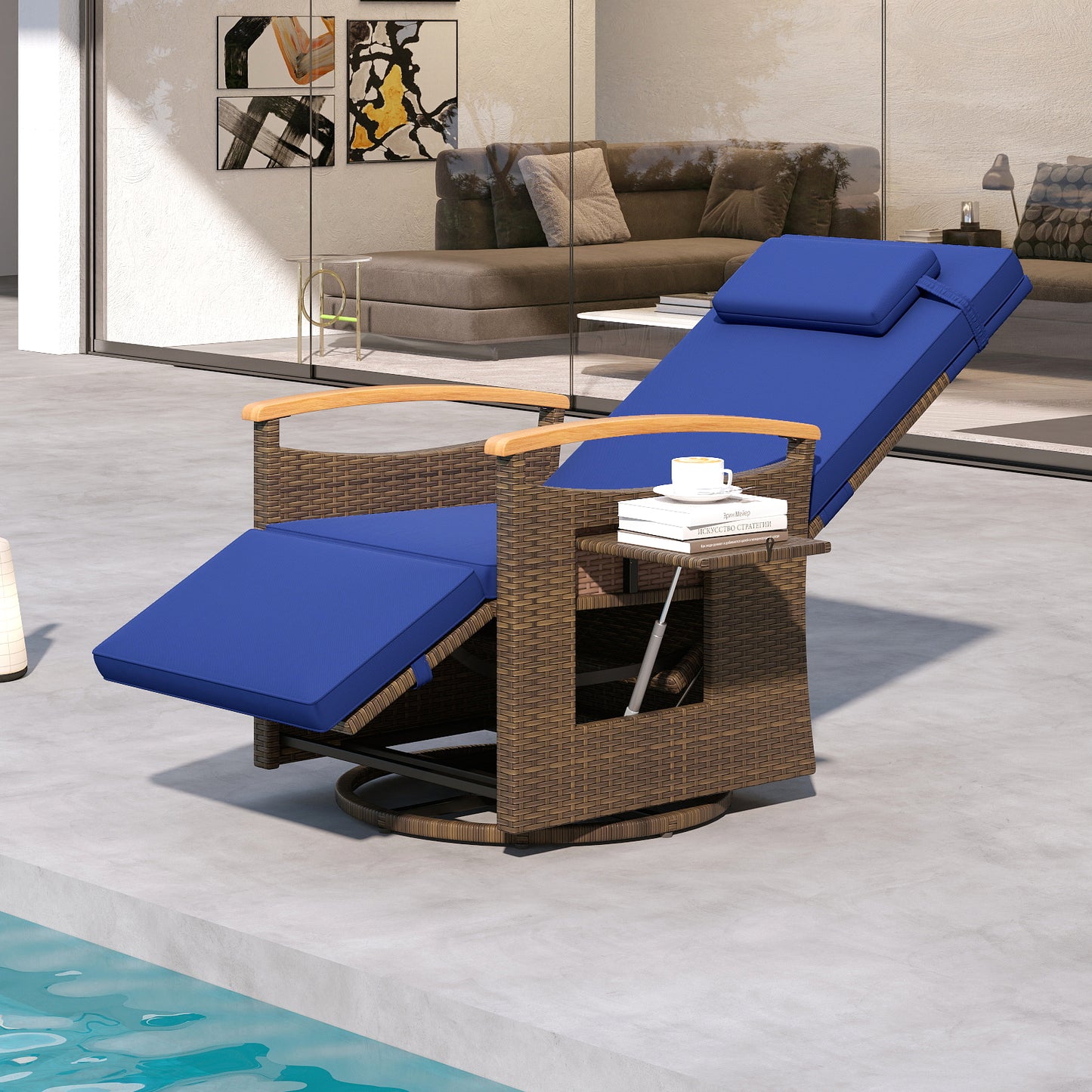 360° Swivel Recliner Chair with Adjustable Backrest & Footrest