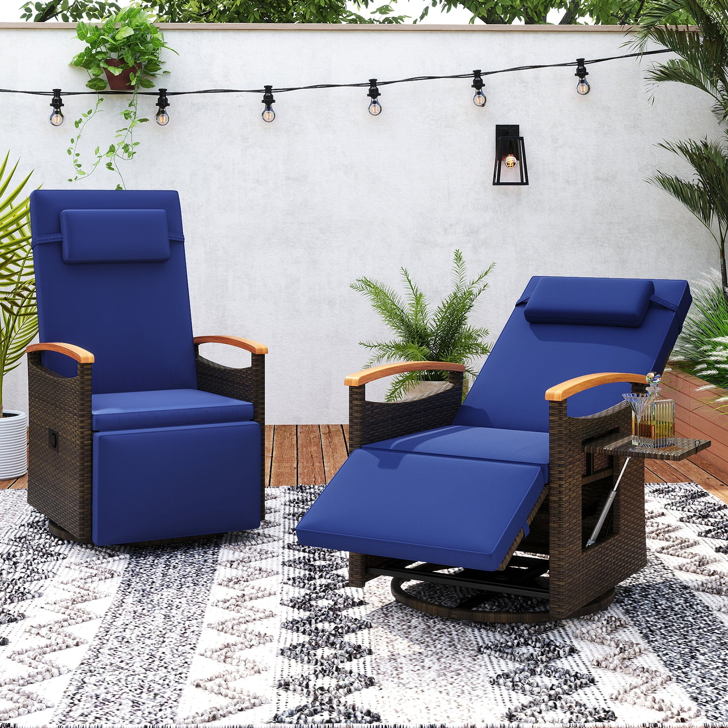 360° Swivel Recliner Chair with Adjustable Backrest & Footrest