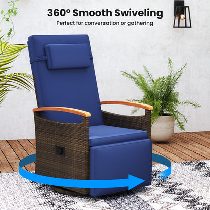 360° Swivel Recliner Chair with Adjustable Backrest & Footrest