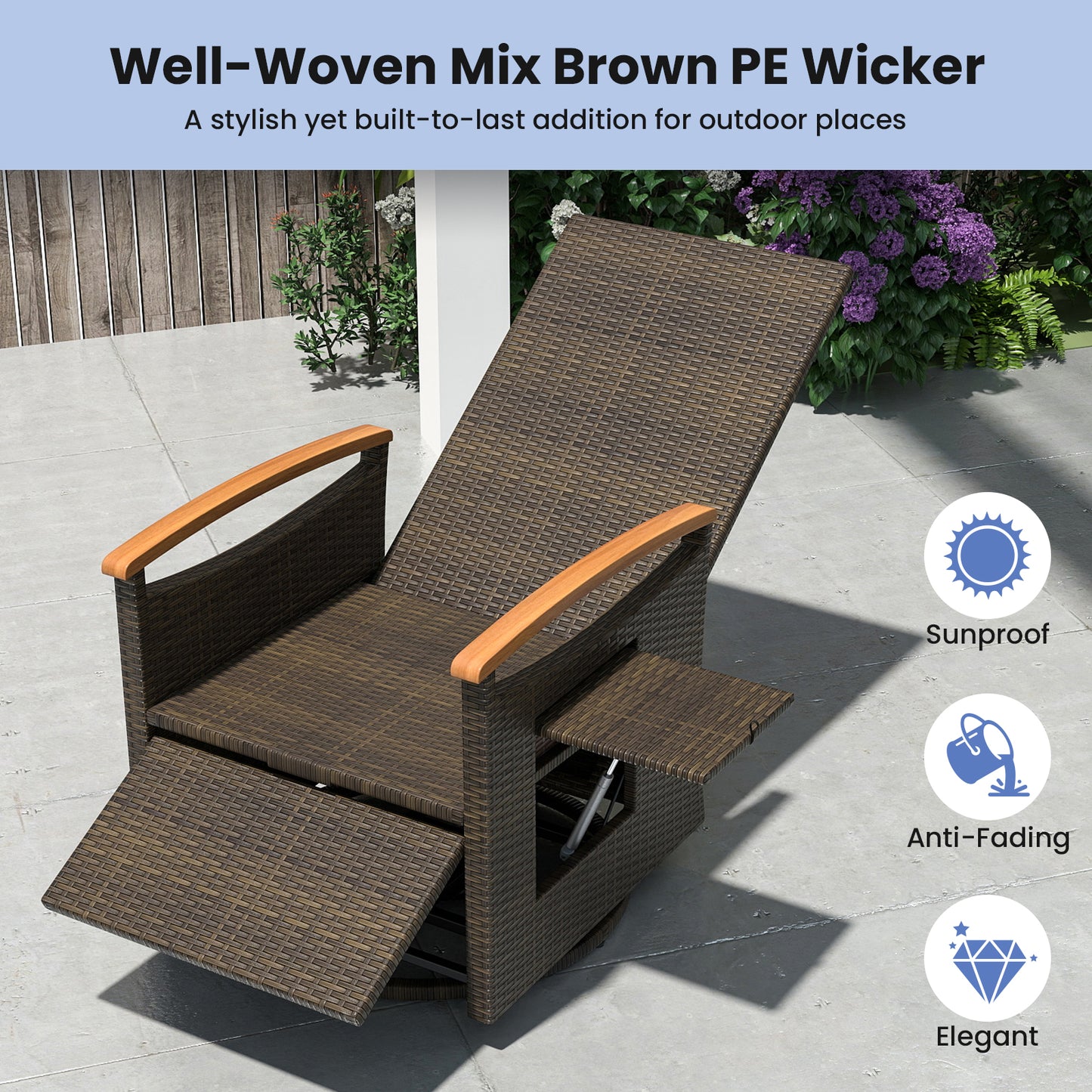 360° Swivel Recliner Chair with Adjustable Backrest & Footrest