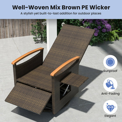 360° Swivel Recliner Chair with Adjustable Backrest & Footrest