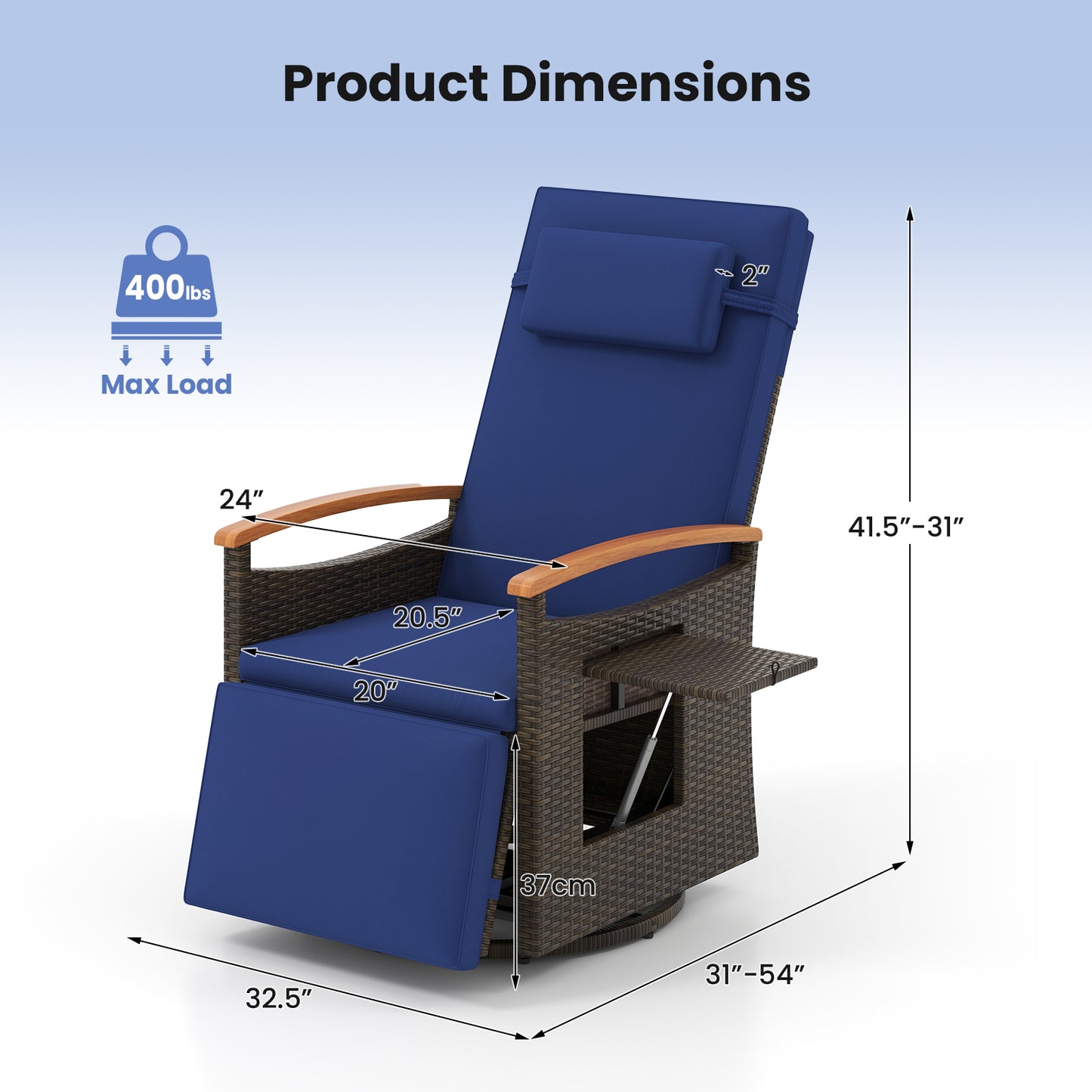 360° Swivel Recliner Chair with Adjustable Backrest & Footrest
