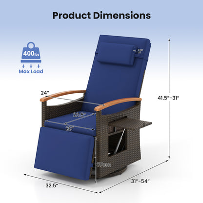 360° Swivel Recliner Chair with Adjustable Backrest & Footrest