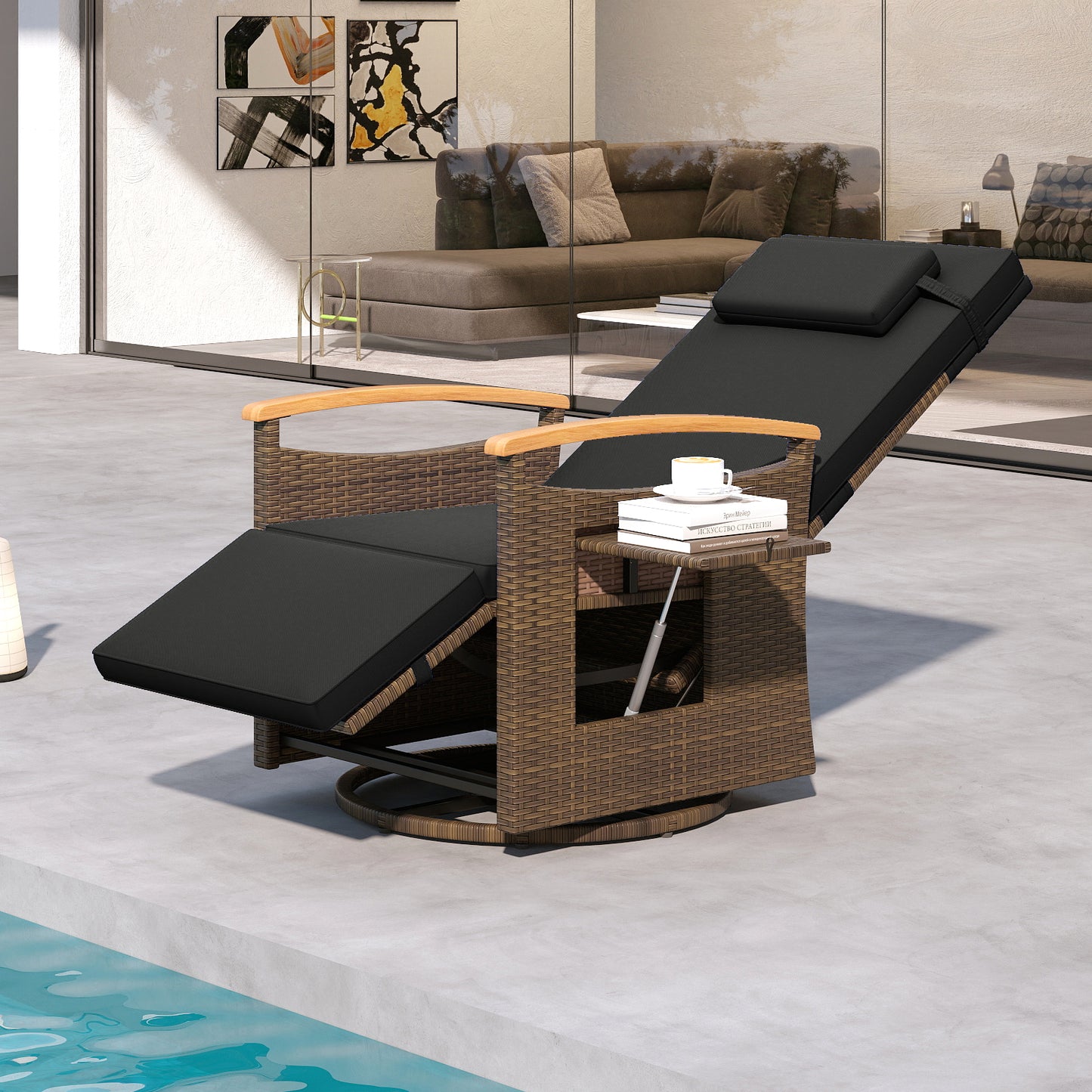 360° Swivel Recliner Chair with Adjustable Backrest & Footrest