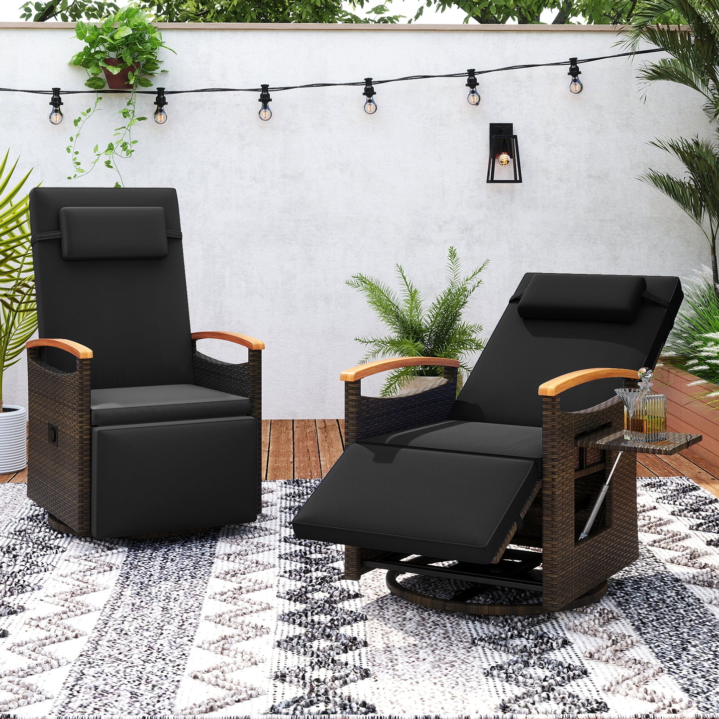 360° Swivel Recliner Chair with Adjustable Backrest & Footrest