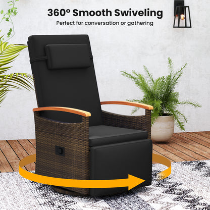 360° Swivel Recliner Chair with Adjustable Backrest & Footrest