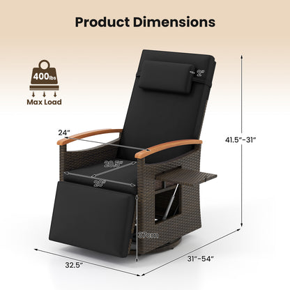 360° Swivel Recliner Chair with Adjustable Backrest & Footrest