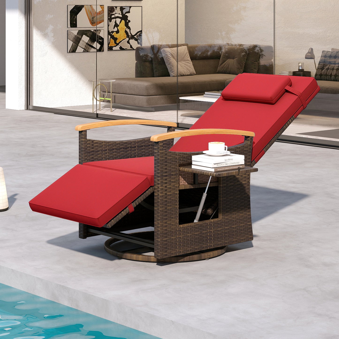 360° Swivel Recliner Chair with Adjustable Backrest & Footrest