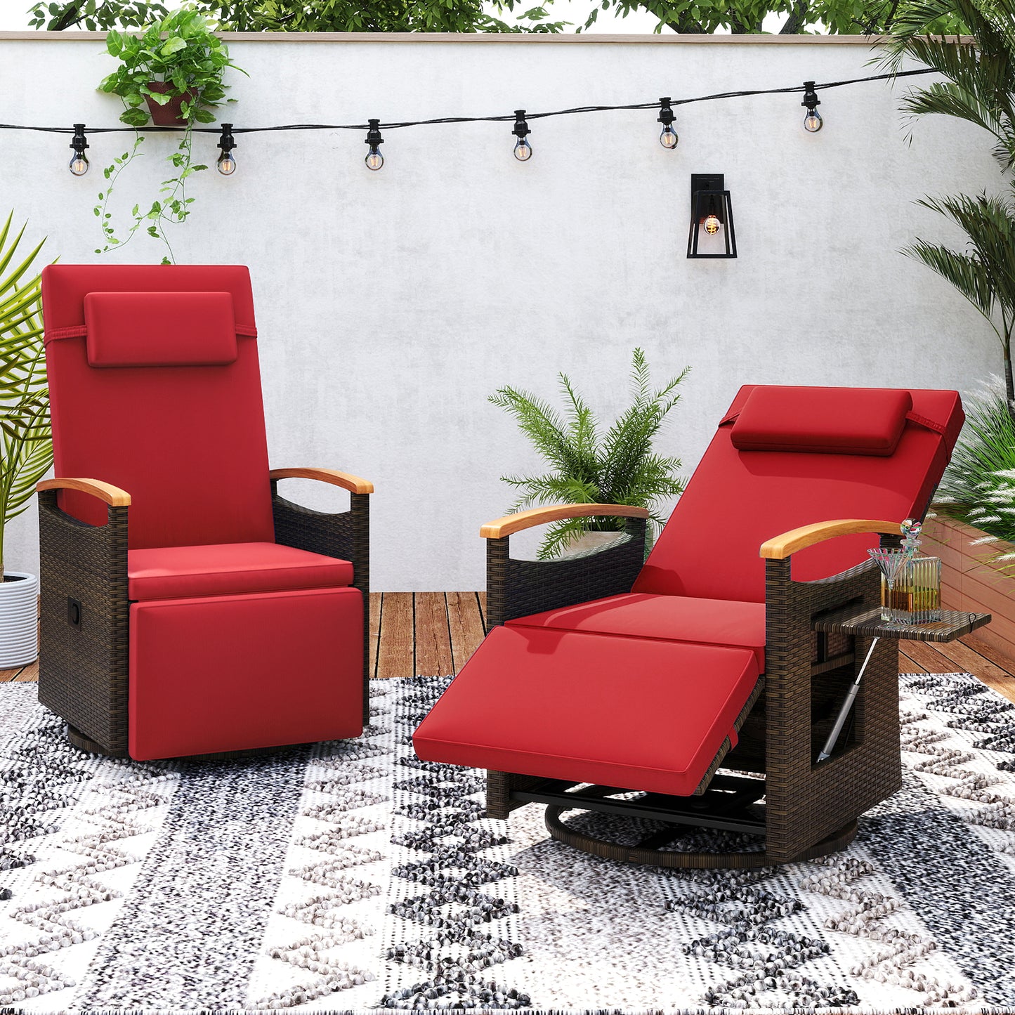 360° Swivel Recliner Chair with Adjustable Backrest & Footrest