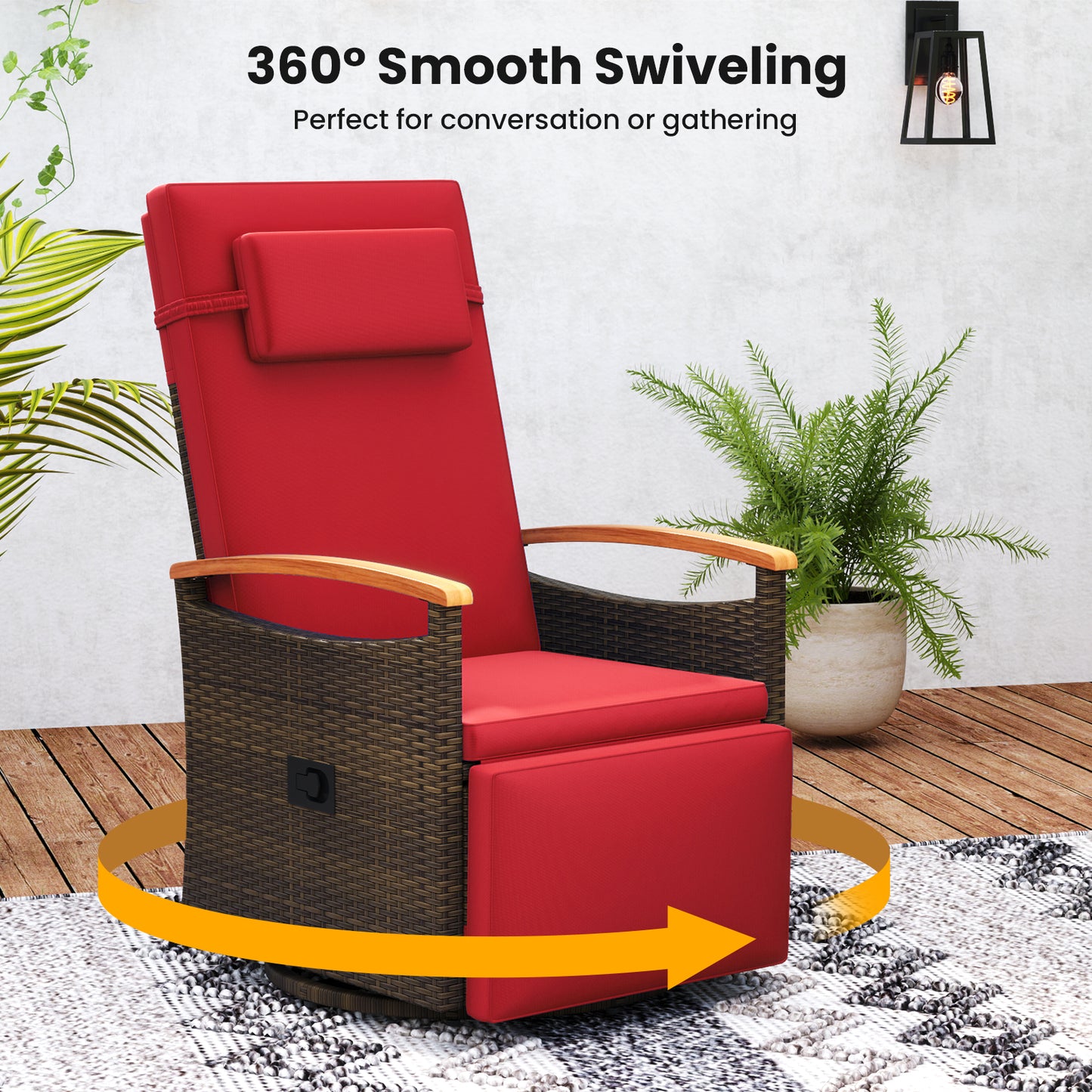 360° Swivel Recliner Chair with Adjustable Backrest & Footrest