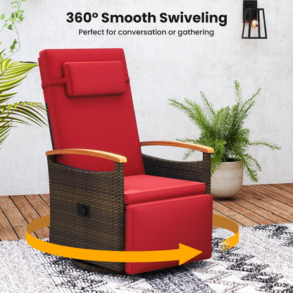 360° Swivel Recliner Chair with Adjustable Backrest & Footrest