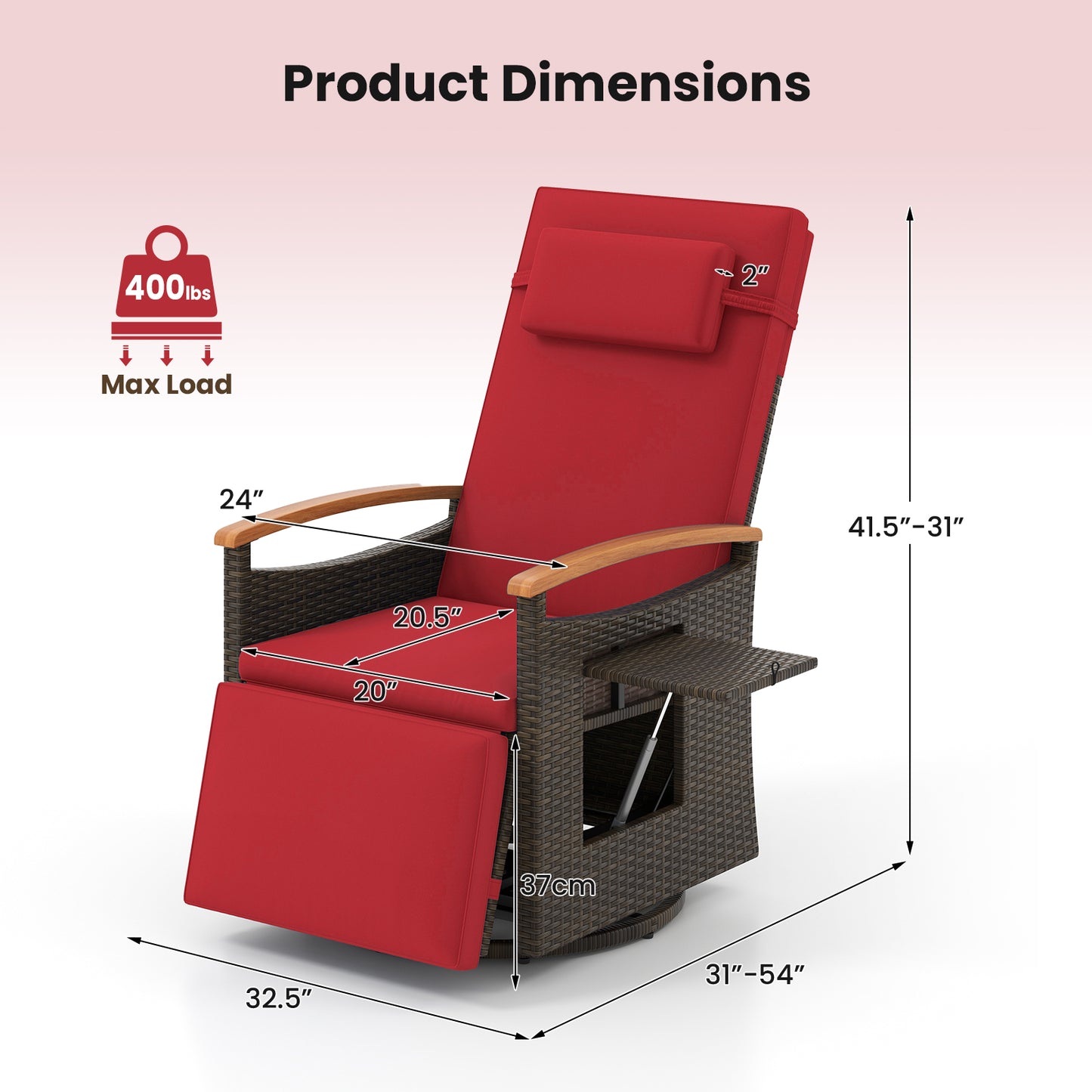 360° Swivel Recliner Chair with Adjustable Backrest & Footrest