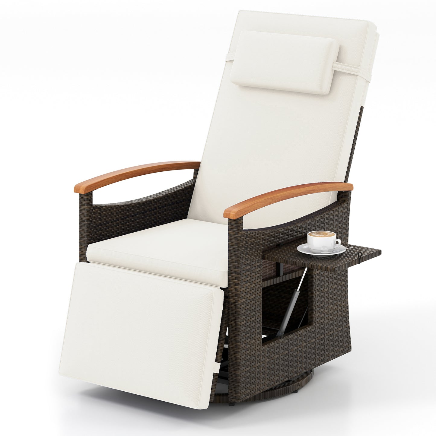 360° Swivel Recliner Chair with Adjustable Backrest & Footrest