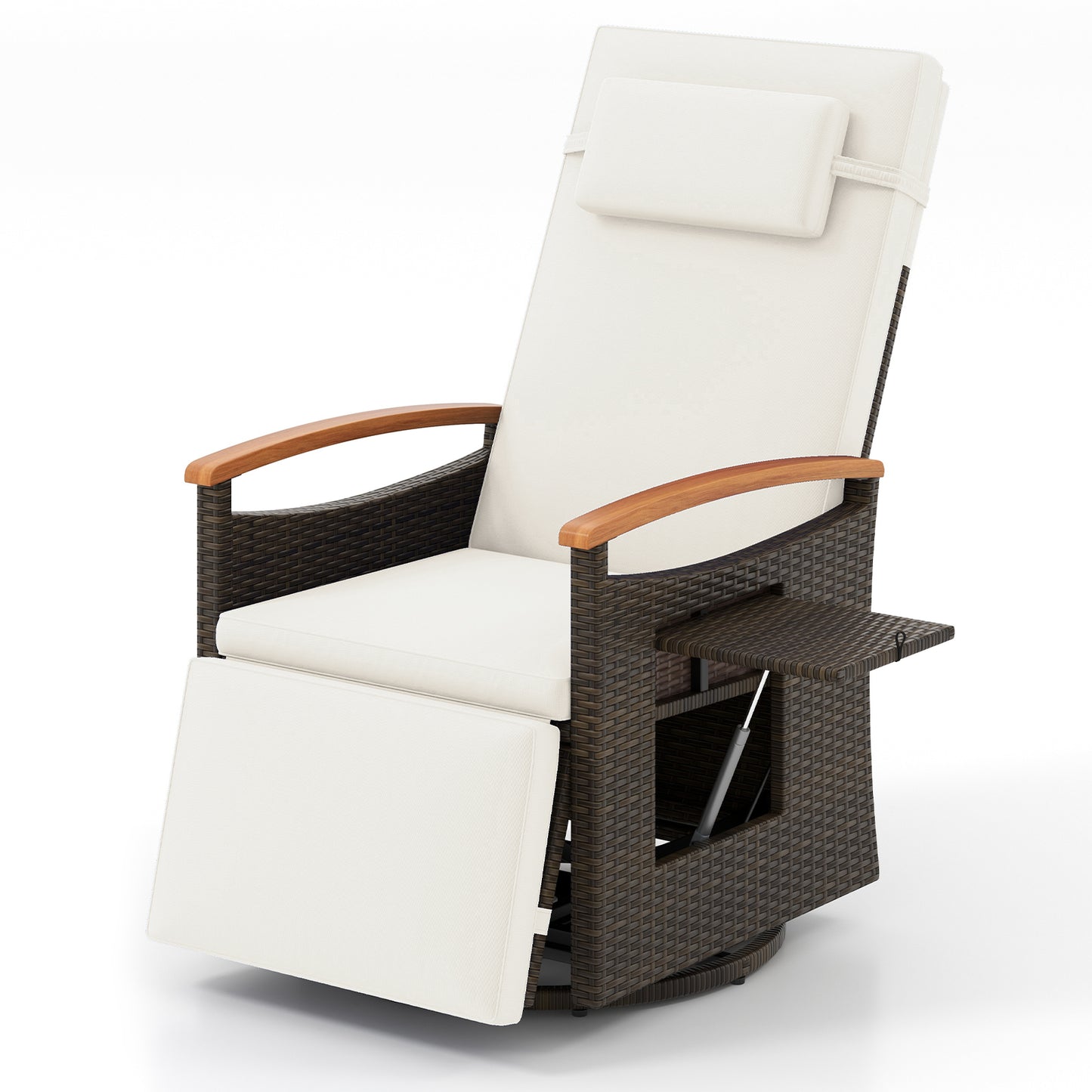 360° Swivel Recliner Chair with Adjustable Backrest & Footrest