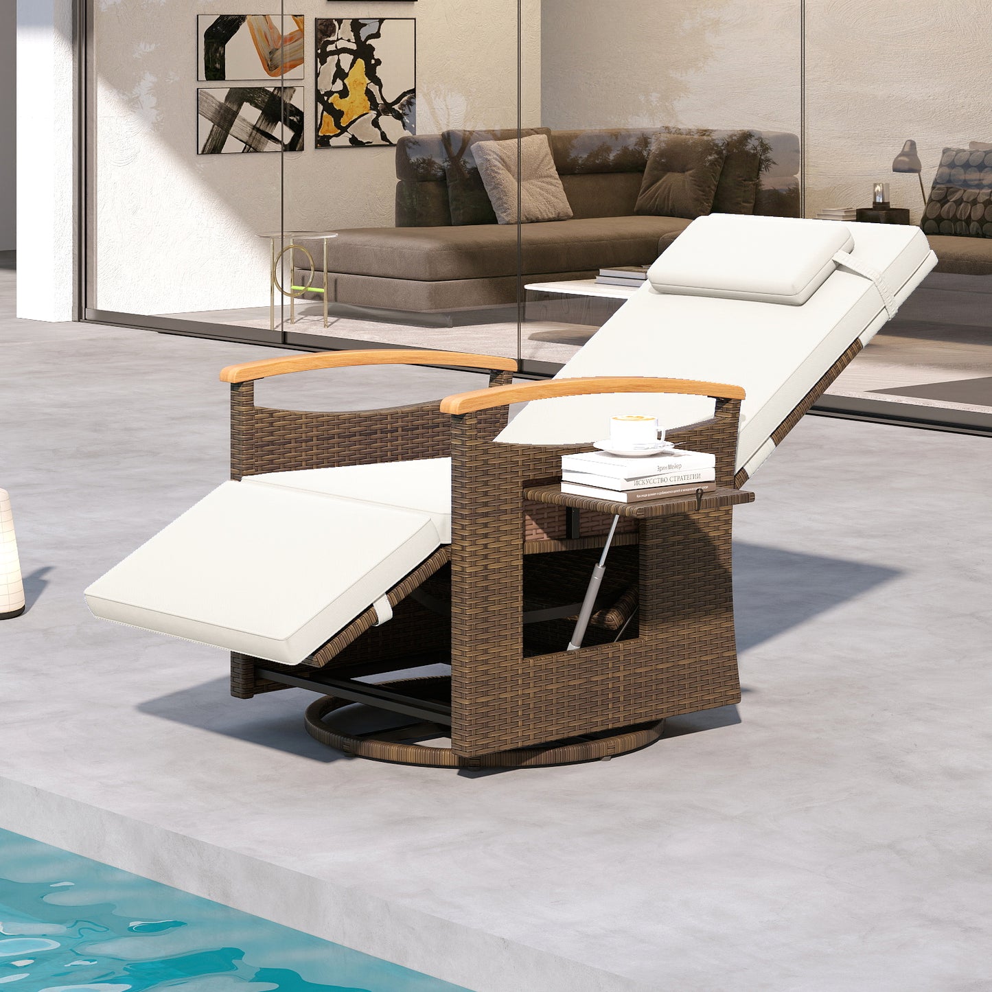 360° Swivel Recliner Chair with Adjustable Backrest & Footrest