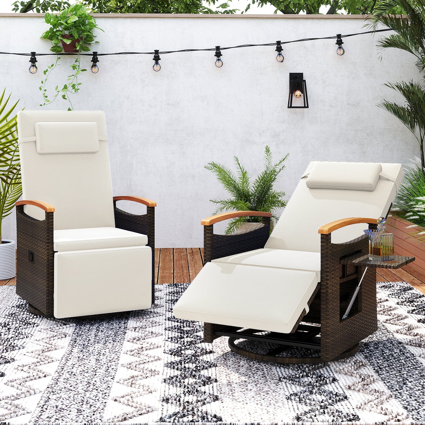 360° Swivel Recliner Chair with Adjustable Backrest & Footrest