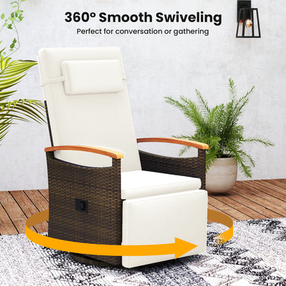 360° Swivel Recliner Chair with Adjustable Backrest & Footrest